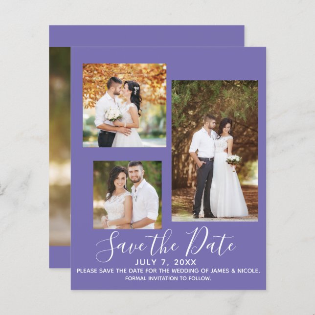 Casamento Moderno Cor Mínima Foto Salvar Data (Frente/Verso)