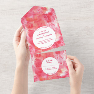 Casamento Moderno da Abstrato de Aquarela Rosa Con