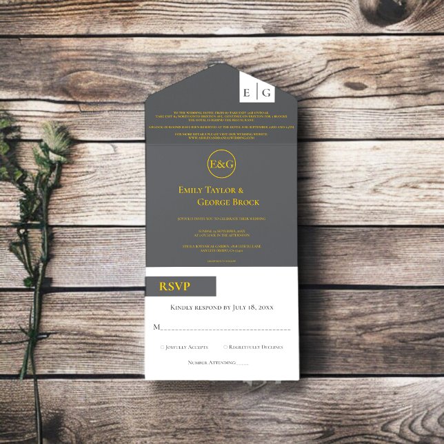 Casamento Moderno da Cinza Chic Elegante Monograma (Criador carregado)