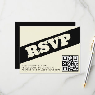 Casamento Moderno de Black Ecru de RSVP de QR Negr