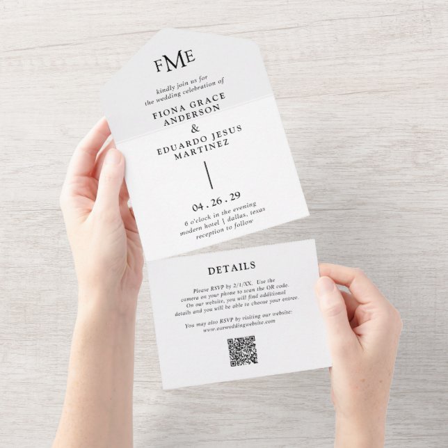 Casamento Moderno de Fiona Black and White Bold Mo (Tearaway)