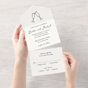 Casamento Moderno de Flutes Desenhados à Mão