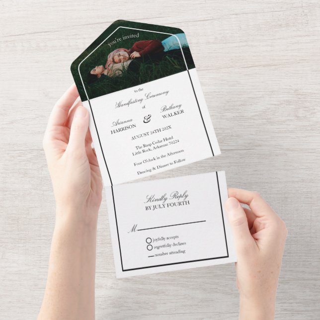 Casamento Moderno de Foto Preto e Branco (Tearaway)