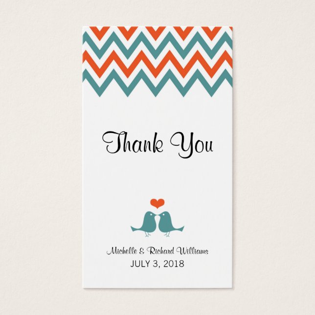 Casamento Moderno de Teal & Orange Chevron & Loveb (Frente)