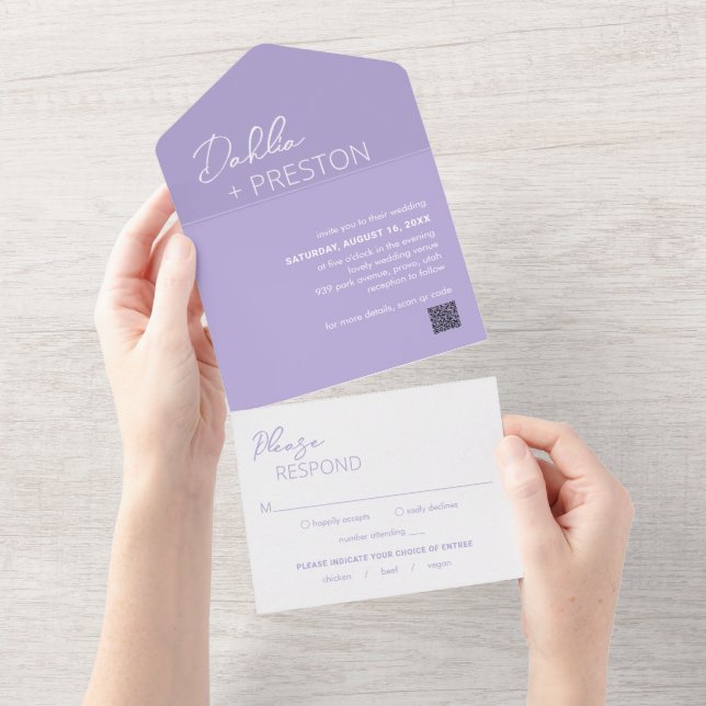 Casamento Moderno do Código QR Lilac (Tearaway)