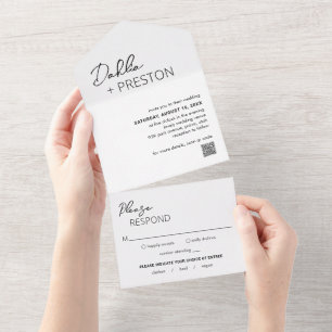 Casamento Moderno do Código QR Preto e Branco míni