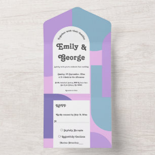 Casamento Moderno do Pastel Roxo Retro Groovy