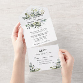 Casamento Moderno Elegante Aquarela Verde