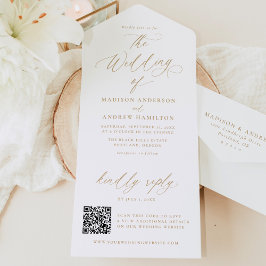 Casamento Moderno Elegante Caligrafia Dourada