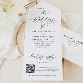 Casamento Moderno Elegante Caligrafia Preta