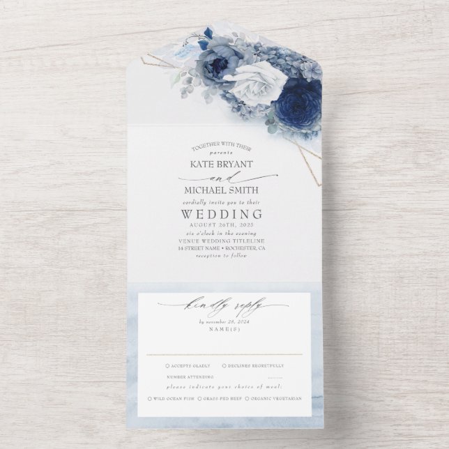 Casamento Moderno Elegante das Flores Azuis e Mari (Interno)