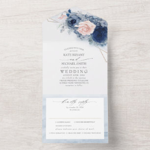 Casamento Moderno Elegante das Flores Azuis e Rosa