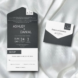 Casamento Moderno Elegante De Black E White Script