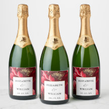 Casamento Moderno Elegante Floral Dourado Vermelho