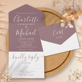 Casamento Moderno Elegante Roxo Script Minimalista