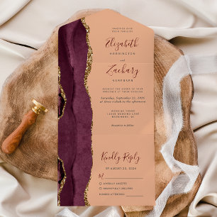 Casamento Moderno em Ágata Dourada Burgundy e Pêss
