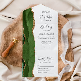 Casamento Moderno em Ágata Dourada Verde Caçador