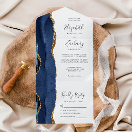 Casamento Moderno em Azul Naval com Ágata Dourada