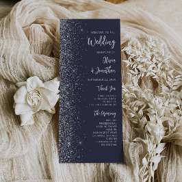 Casamento Moderno Escrito em Glitter Azul Prata