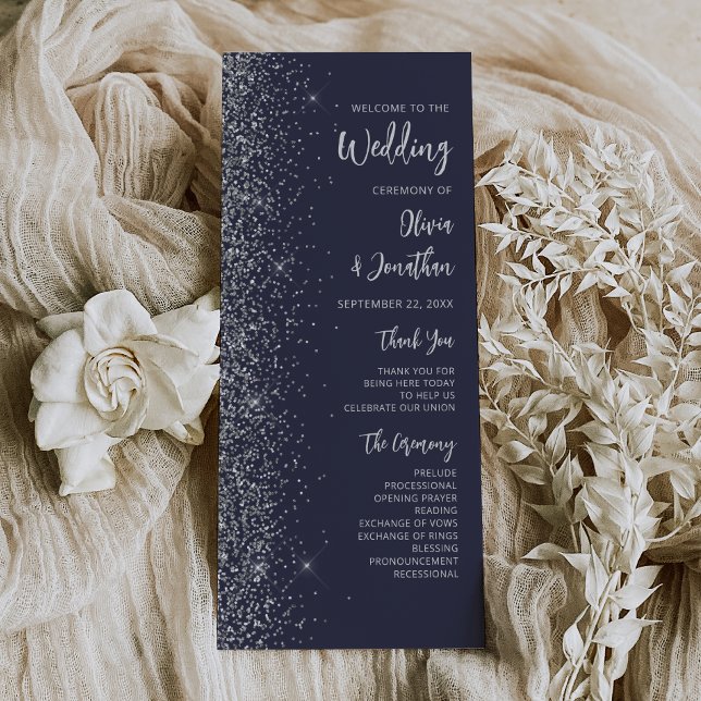 Casamento Moderno Escrito em Glitter Azul Prata (Criador carregado)