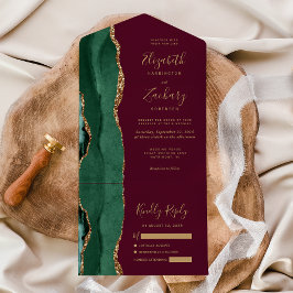Casamento Moderno Esmeralda Verde Ouro Ágata Burgu