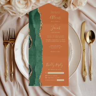 Casamento Moderno Esmeralda Verde Ouro Ágata Ferru