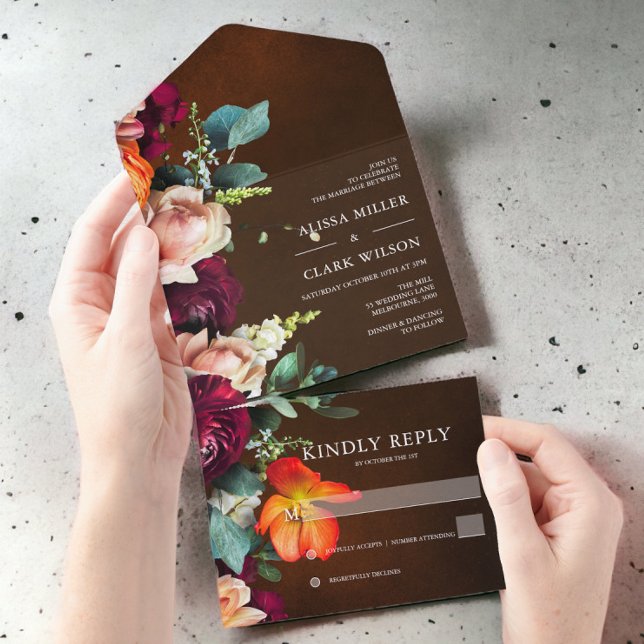 Casamento Moderno Floral de Queda Elegante (Criador carregado)