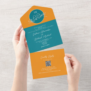Casamento Moderno Laranja e Turquesa