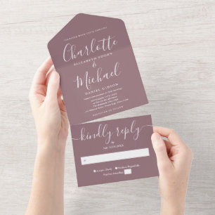 Casamento Moderno Minimalista com Letra Mauve