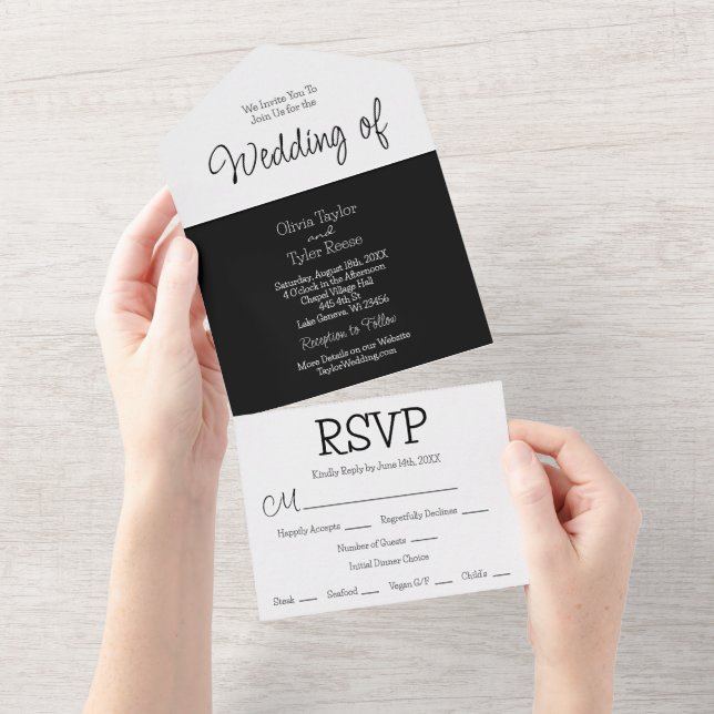 Casamento Moderno Minimalista Negro e Branco (Aba destacável)