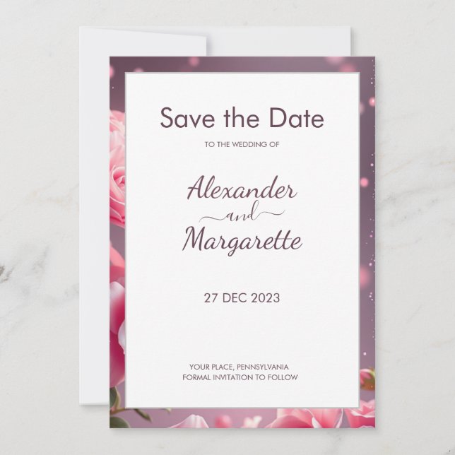 Casamento Moderno Minimalista Salve o Cartão de Da (Frente)