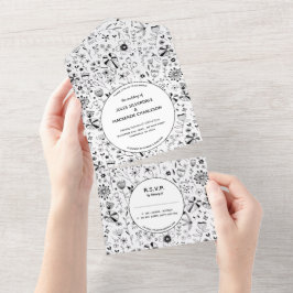Casamento Moderno Monocromático de Flor Selvagem