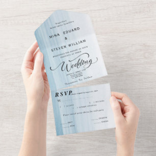 Casamento moderno na praia com aquarela