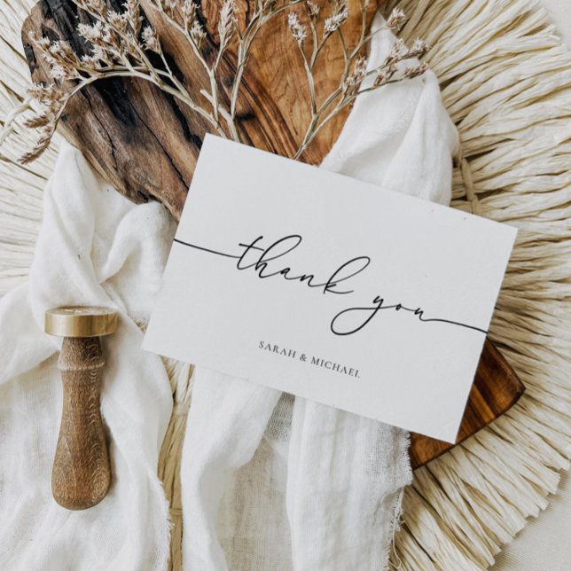 Casamento Moderno Obrigado Cartão Minimalista (Criador carregado)