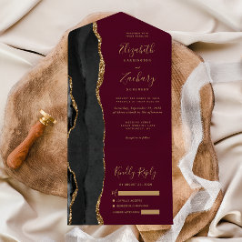 Casamento Moderno Preto Dourado Ágata Borgonha