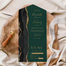 Casamento Moderno Preto Dourado Ágata Esmeralda Ve