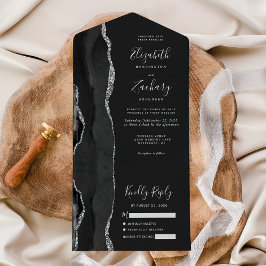 Casamento Moderno Preto Prata Ágata Escura