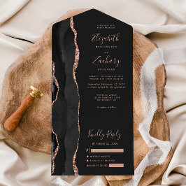 Casamento Moderno Preto Rosa Dourado Ágata Escura