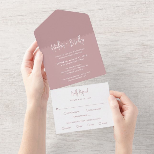 Casamento Moderno Rosa Minimalista (Aba destacável)