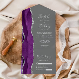Casamento Moderno Roxo Prata Ágata Cinza
