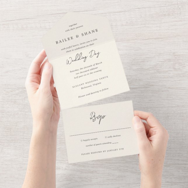 Casamento Moderno Simples Cream (Aba destacável)