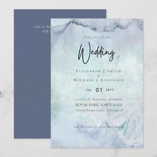 Casamento Moderno Simples de Elegância Dusty (Frente/Verso)