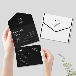 Casamento Moderno Simples Preto e Branco Clássico