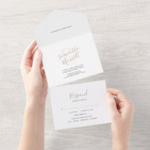 Casamento Moderno Simples Tudo Em Um Convite