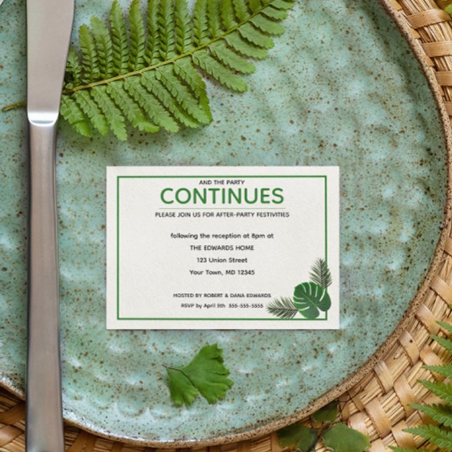 Casamento Moderno Tropical Após Cartão de Festa (Criador carregado)