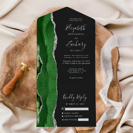 Casamento Moderno Verde Prata Ágata Escuro