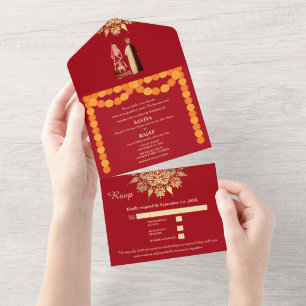 Casamento Moderno Vermelho e Índio Dourado da Crim