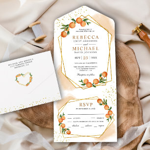 Casamento Moldura Dourada Laranja Cítrica Tangerin