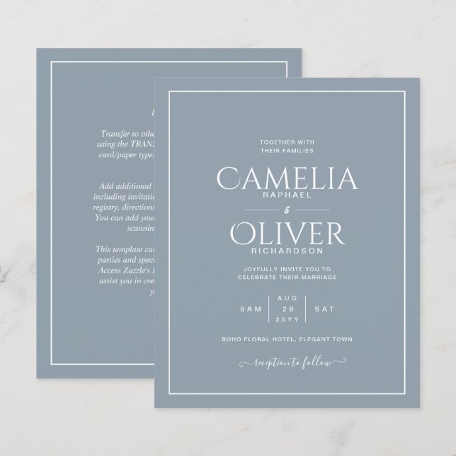 Casamento Monocromático Branco Azul com Dusty (Frente/Verso)