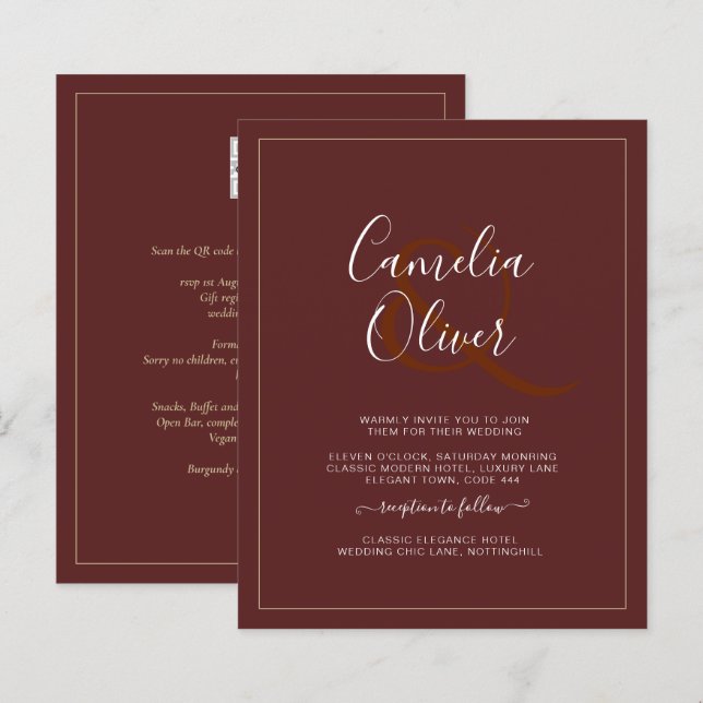 Casamento monocromático e monocromático do orçamen (Frente/Verso)